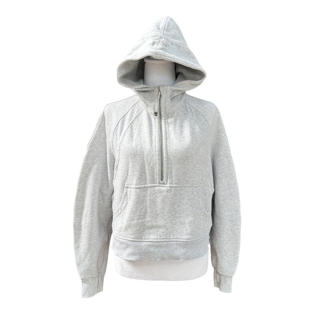 Lululemon Scuba Oversized Half Zip Hoodie Women XS/S Light Grey Cropped Pullover